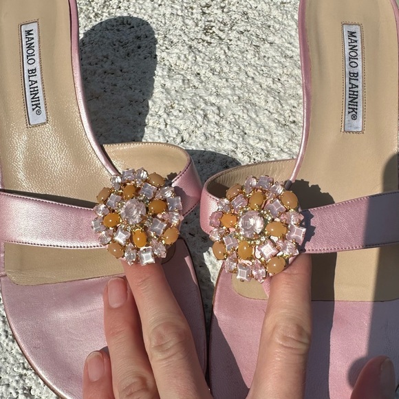 Manolo Blahnik Jeweled Crystal Sandals - Picture 2 of 5